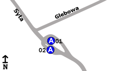 Schemat rozmieszczenia przystanków w zespole Glebowa