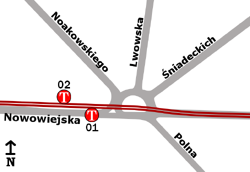 Schemat rozmieszczenia przystanków w zespole „Plac Politechniki”