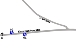 Schemat rozmieszczenia przystanków w zespole "Trombity"