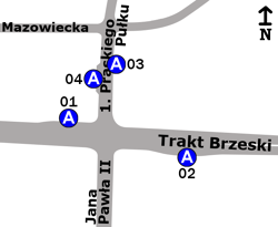 Schemat rozmieszczenia przystanków w zespole „1