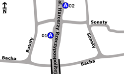 Schemat rozmieszczenia przystanków w zespole "Bacha"