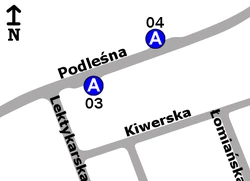 Schemat rozmieszczenia przystanków w zespole Lektykarska