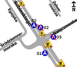 Schemat rozmieszczenia przystanków w zespole „Nałęczowska”