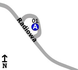 Schemat rozmieszczenia przystanków w zespole Fort Radiowo