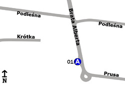Schemat rozmieszczenia przystanków w zespole "Zielona"
