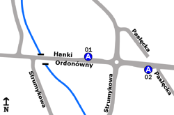 Schemat rozmieszczenia przystanków w zespole "Strumykowa"