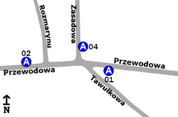 Schemat rozmieszczenia przystanków w zespole "Tawułkowa"