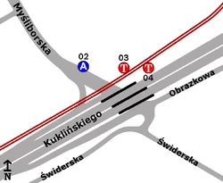 Schemat rozmieszczenia przystanków w zespole "Stare Świdry"