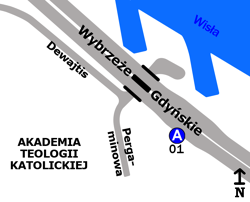 Schemat rozmieszczenia przystanków w zespole „Bielany ATK”