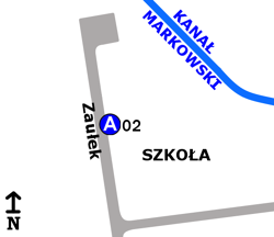 Schemat rozmieszczenia przystanków w zespole "Zaułek-Szkoła"