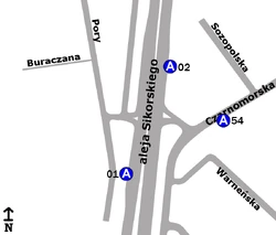 Schemat rozmieszczenia przystanków w zespole "Warneńska"