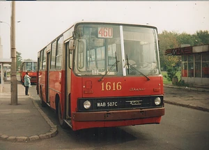 Ikarus o numerze taborowym 1616 na trasie linii 460. Pętla Targówek