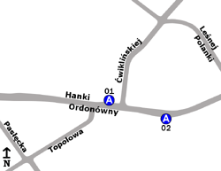 Schemat rozmieszczenia przystanków w zespole "Ćwiklińskiej"