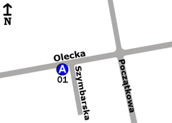 Schemat rozmieszczenia przystanków w zespole „Olecka”
