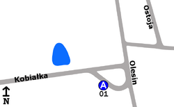 Schemat rozmieszczenia przystanków w zespole Olesin