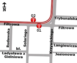 Schemat rozmieszczenia przystanków w zespole "NIK"