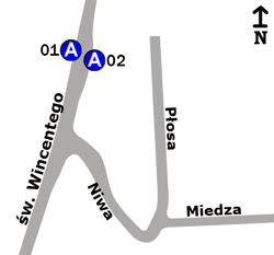 Schemat rozmieszczenia przystanków w zespole „Niwa”