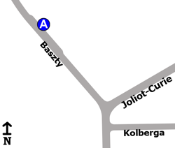 Schemat rozmieszczenia przystanków w zespole „Baszty”