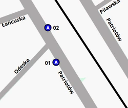 Schemat rozmieszczenia przystanków w zespole "Odeska"