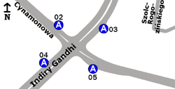 Schemat rozmieszczenia przystanków w zespole Polinezyjska