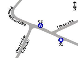 Schemat rozmieszczenia przystanków w zespole „Libawska”