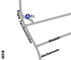 Schemat rozmieszczenia przystanków w zespole „Kępa Tarchomińska”