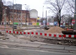 Aleja Solidarności (budują zawrotkę tramwajową, marzec 2009) 3