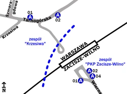 Schemat rozmieszczenia przystanków w zespołach „PKP Zacisze-Wilno” i „Krzesiwa”