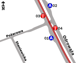 Schemat rozmieszczenia przystanków w zespole "Pożarowa"