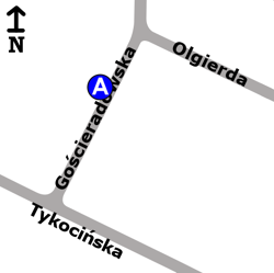 Schemat rozmieszczenia przystanków „Cmentarz Bródnowski (Gościeradowska)”