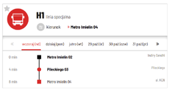 Rozkład linii H1-trasa ()
