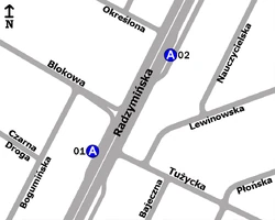 Schemat rozmieszczenia przystanków w zespole „Tużycka”