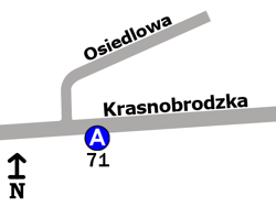 Schemat rozmieszczenia przystanków w zespole Krasnobrodzka