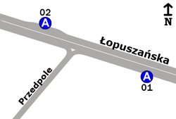 Schemat rozmieszczenia przystanków w zespole „Przedpole”