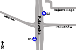 Schemat rozmieszczenia przystanków w zespole "Pelikanów"