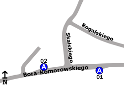 Schemat rozmieszczenia przystanków w zespole "Wał Gocławski"