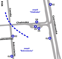 Schemat rozmieszczenia przystanków w zespołach „Chełmska” i „Bobrowiecka”