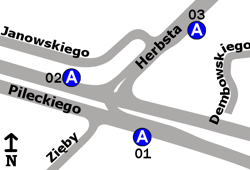 Schemat rozmieszczenia przystanków w zespole Herbsta