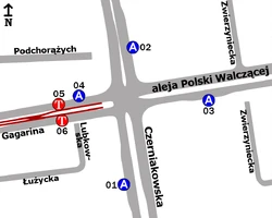 Schemat rozmieszczenia przystanków w zespole „Sielce”