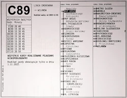 Rozkład jazdy linii C89 z przystanku PKP Ursus 21 ()
