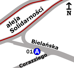 Schemat rozmieszczenia przystanków w zespole „Bielańska”