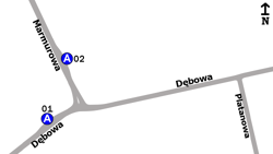 Schemat rozmieszczenia przystanków w zespole „Marmurowa”