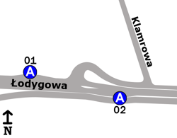 Schemat rozmieszczenia przystanków w zespole „Klamrowa”