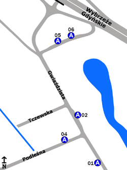 Schemat rozmieszczenia przystanków w zespole Gwiaździsta