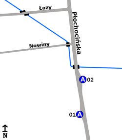 Schemat rozmieszczenia przystanków w zespole "Nowiny"
