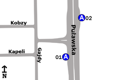 Schemat rozmieszczenia przystanków w zespole "Kapeli"