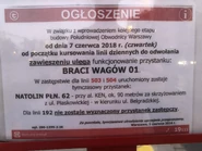 Komunikat o likwidacji przystanku nr 01 na czas budowy trasy S-2 (2018)
