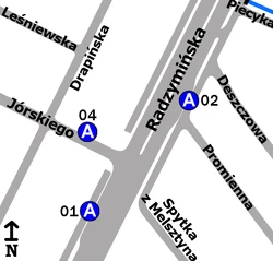 Schemat rozmieszczenia przystanków w zespole „Jórskiego”