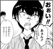 Kotomi expresses some exception to Yoshida putting her arm around Tomoki