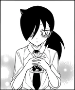 Tomoko accepts Yuri's chocolates.